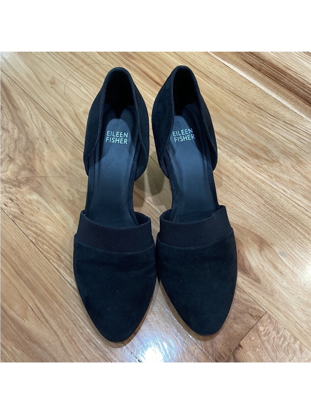 Eileen Fisher Rumi Black nubuck d'Orsay Flats Size 9 - Picture 2 of 6
